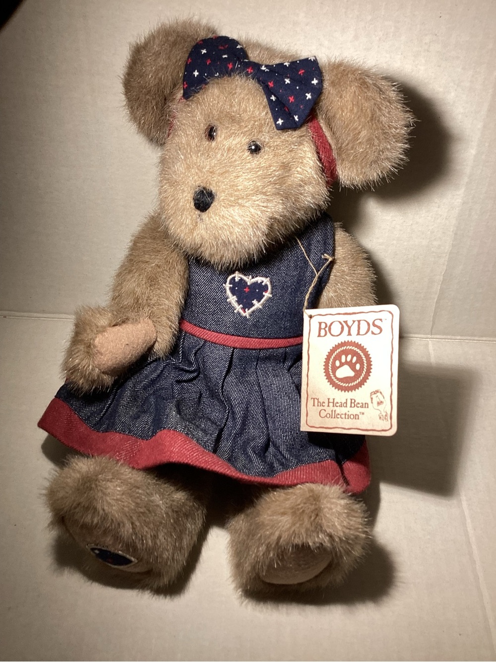 Boyds Bears Best Dressed Series Patricia P Bear Heart Denim Dress - Picture 8 of 8